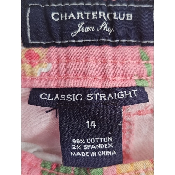 Charter Club Floral Pink Classic Stretch Jeans Size 14 - Picture 2 of 7